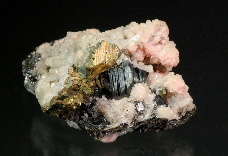 1389 Stilbite, Chalcopyrite, Sphalerite, Quartz - 9th of September Mine, Madan, District, Bulgaria.jpg