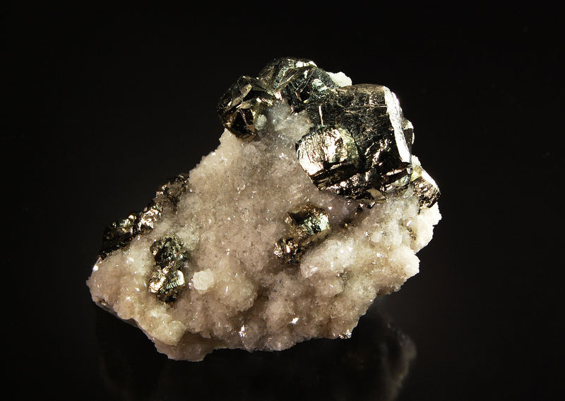 Pyrite on Calcite - Panasqueira Mine, Covilha, Castelo Branco, Portugal.jpg