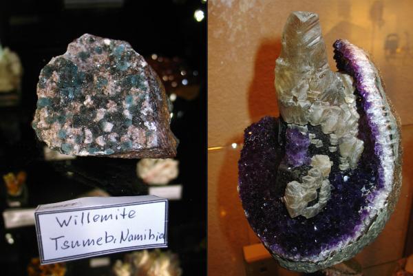 Tucson 2008 Willemite Tsumeb Calcite on Amethyst Artigas.jpg