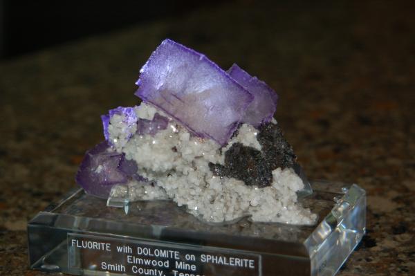 Elmwood fluorite on Dolomite.JPG