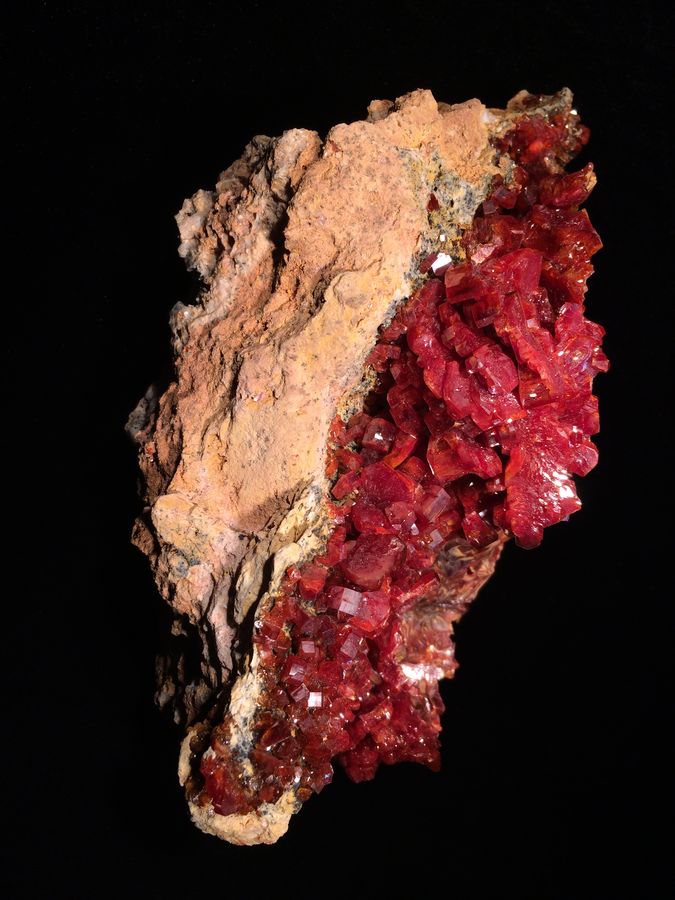665. Vanadinite on matrix, Midelt, Morocco.JPG
