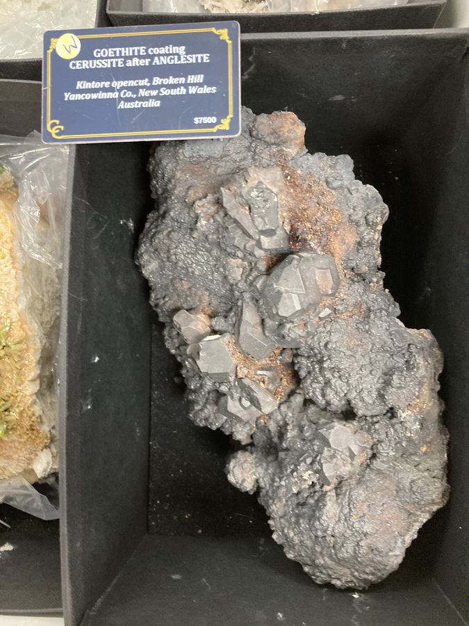 Goethite coating, Cerussite after Anglesite, Kintore open cut, Broken Hill, Australia.JPG