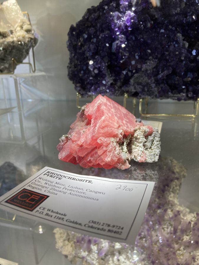 Rhodochrosite, Pyrite, Wutong Mine, China.JPG