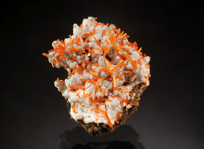 TN650 Dundasite, crocoite - Adelaide Mine, Dundas, Tasmania, Australia.jpg