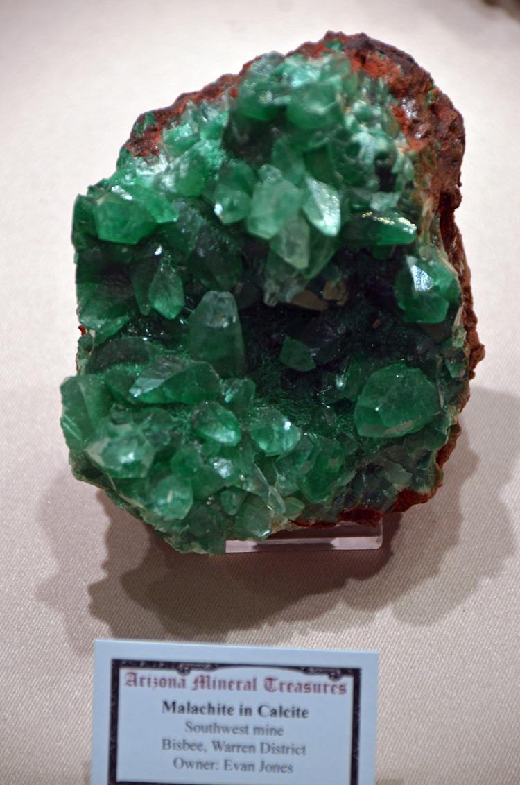 Tucson 2012 - Malachite in Calcite_Bisbee_Arizona_USA.jpg